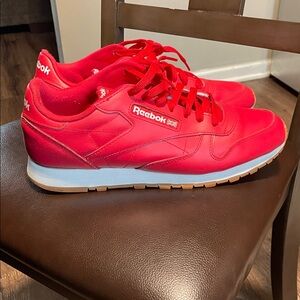 Reebok Red Low-Top Leather Sneakers with White Midsole